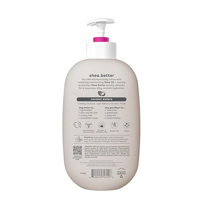 eos Shea Better Body Lotion Coconut Waters, 24-Hour Moisture Skin Care, Lightweight & Non-Greasy, Natural Shea, Vegan, Coconut Body Lotion, 16 fl oz