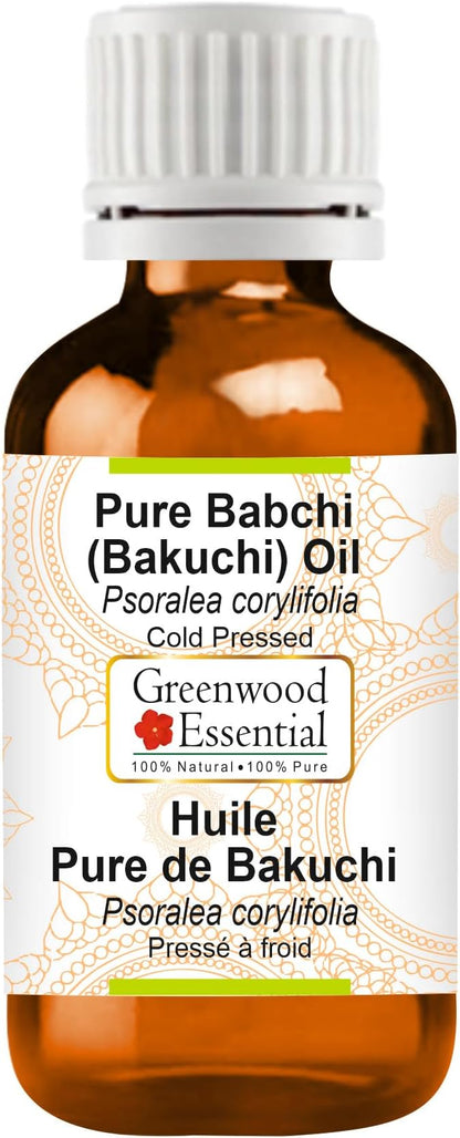Greenwood Essential Babchi (Bakuchi) Oil (Psoralea corylifolia) | Cold Pressed | Natural | Undiluted | For Diluting Essential Oils | For Skin & Massage | Men & Women | 50ml (1.69 oz)