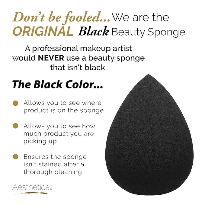 Aesthetica Cosmetics Beauty Sponge Blender - Latex Free and Vegan Makeup Sponge Blender - For Powder, Cream or Liquid Application (2 PACK)