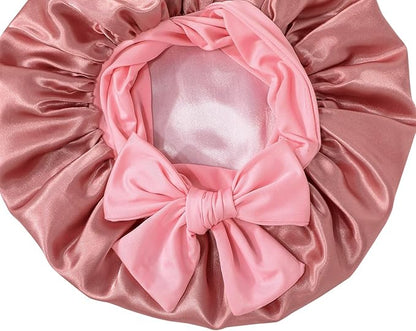 GDTOGRT Satin Silk Bonnet for Sleeping Women - Double Layer Sleep Hair Bonnets Caps for Curly Braid Hair with Tie Band