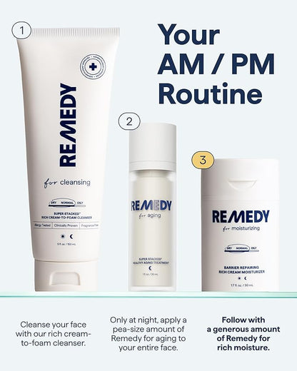 Remedy for Rich Moisture - Barrier Repairing Rich Cream Moisturizer for Normal to Dry Skin - Quadruple Ceramide Complex, Peptides, Squalane, Glycerin- By Dermatologist Dr. Shah, 1.7 fl. oz