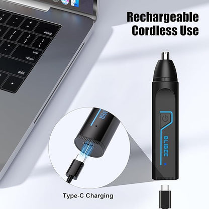 Nose Hair Trimmer for Men, 2025 Professional Painless USB Rechargeable Eyebrow Trimmer, Ear and Nose Hair Trimmer for Men Women, Facial Hair Remover with Powerful Motor, Black