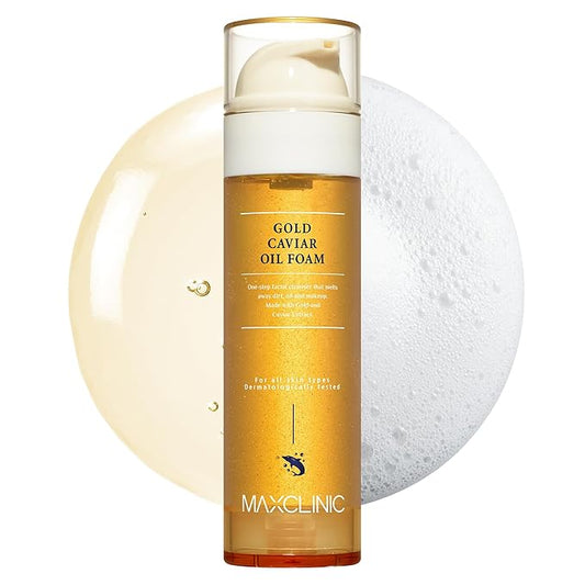 [K-Beauty] Gold Caviar Oil to Foam - All-in-One Korean Face Wash OilBased Foaming Facial Cleanser - Age-Defying, Moisturizing & Skin Firming Makeup Deep Cleansing Oil for Sagging Skin (3.88 fl oz)