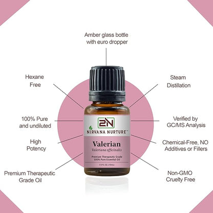 Valerian Essential Oil 100% Pure Premium Therapeutic Grade, Undiluted - Aromatherapy Diffuser for Calm and Relaxation, Skin Care, Hair Care
