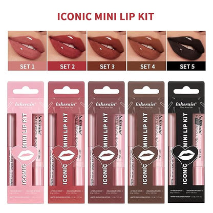 3PCS Black Lip Liner and Lipstick Set – Bold Matte Lipstick, Precision Liner & High-Shine Gloss for Gothic, Halloween, Cosplay & Editorial Looks – Long-Lasting, Smudge-Proof Lip Makeup Kit (Black)