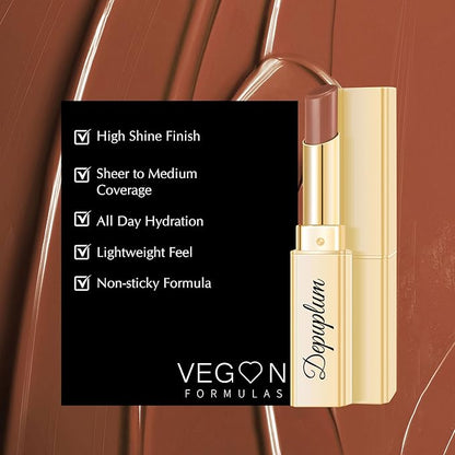Brown Lipstick for Women Hydrate Glossy Lipstick Moisture Lip Gloss Sheer-Medium Coverage Long Lasting Lipsticks for Dry Lips (DM72 Brown)