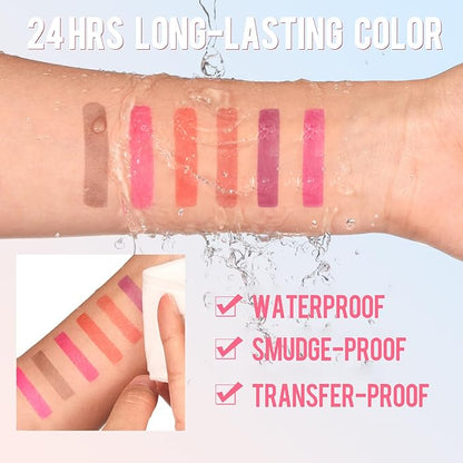 Vevivia Lip Stain - Lip Liner Stain, Long Lasting Peel Off Lip Stain, Natural Peel Off Lip Liner Stain with Tweezer, Easy to Use, Waterproof, Smudge-proof, Transfer-proof, Cocoa