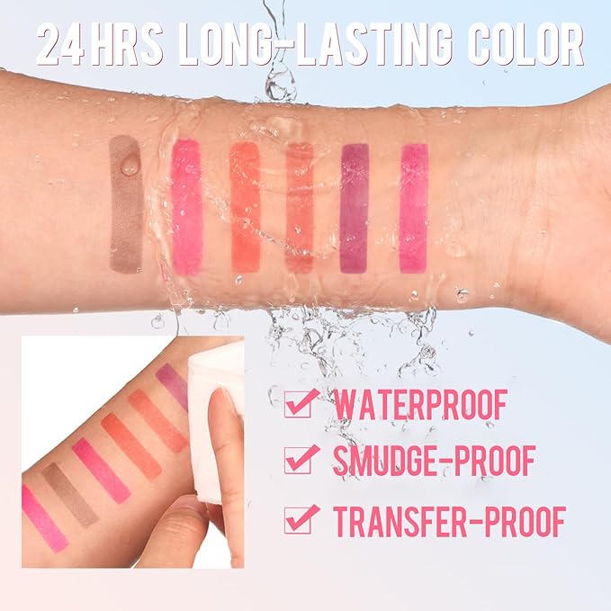 Vevivia Lip Stain - Lip Liner Stain, Long Lasting Peel Off Lip Stain, Natural Peel Off Lip Liner Stain with Tweezer, Easy to Use, Waterproof, Smudge-proof, Transfer-proof, Rose