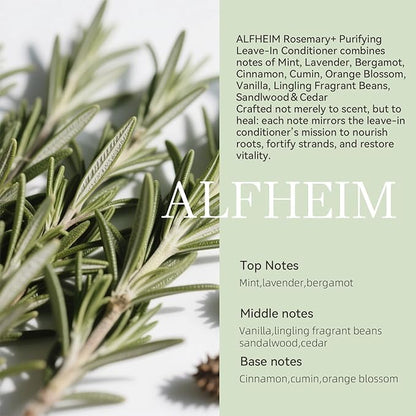 ALFHEIM Rosemary+ Purifying Leave-In Mist – Lightweight Conditioning & Refreshing Spray for Oily & Fine Hair with Rosemary, Peppermint & Jojoba Oils – Detangles, Smooths & Revives – 5.4 oz / 160 ml