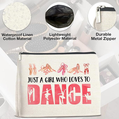 Dance Gifts Makeup Bag for Girls & Women Students & Dancers - Cosmetic Bag with Zipper for Dance Competition