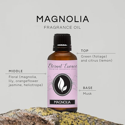 Eternal Essence Oils Magnolia 30ml Premium Fragrance Oil - for Candle, Soap Making, Aromatherapy, Diffusers, Home Care, & Humidifiers