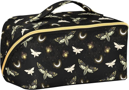 Makeup Organizer Bag, Death Moth Butterfly Travel Makeup Bags Makeup Vanity Case Large Capacity Rhombus Cosmetic Toiletry Bag for Girl Women Ladies