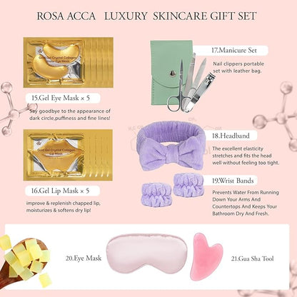 42 Pcs Christmas Gifts for Women, Super Fruit Bath and Body Gifts, Facial Skin Care Kit, Self-Care Gifts, Home Spa Set, Lip Gloss, Shower Gel, Face Sheet Mask, Serum, Birthday,Valentines, Present