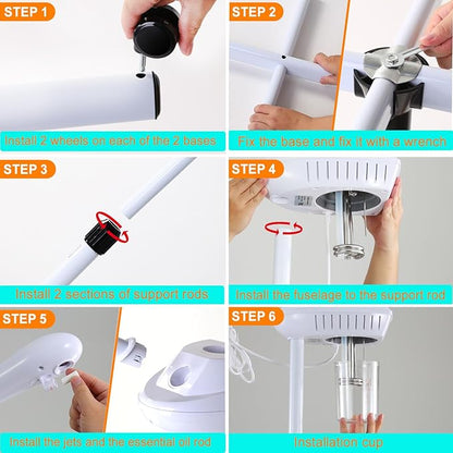 Professional Facial Steamer, Stand Ozone Face Steamer on Wheels, Adjustable Height and Angle,Estheticians Steamer More Steam,Hot Mist Facial Humidifier Atomizer for Spa Beauty, Home Use