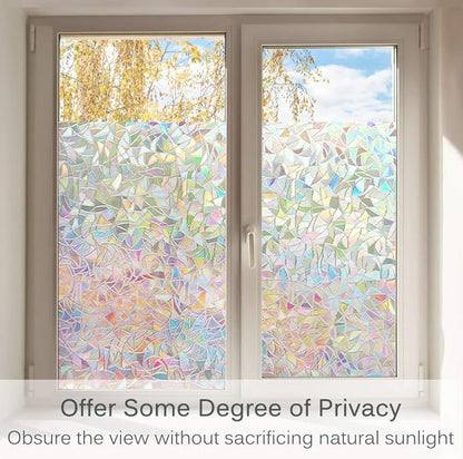 Volcanics Rainbow Window Film - Static Clings, 3D Decals & Stickers for Glass Doors, Heat Control & Anti UV, 35.4 x 98.4 Inches