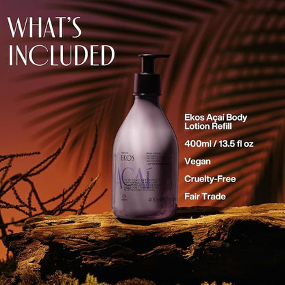 Natura - Ekos Açaí Revitalizing Body Lotion Refill - Vegan - 24 Hours of Soft Skin - Improves Elasticity - Acai Oil - Brazilian Beauty Secrets - Body Care - 13.5 fl oz (400ml)