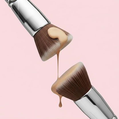 Lamora Makeup Brush Foundation Kabuki - Flat Top Face Brush for Liquid, Cream, and Powder Cosmetics - Full Coverage Blending, Buffing, Stippling, Contouring