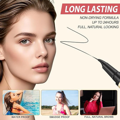 LAVONE Eyebrow Pen, 2-in-1 Eyebrow Pencils for Women with 4 Tip Microblading Eyebrow Pencil and Curved Precise Brow Pencil, Waterproof Eyebrow Pencil Create Full, Natural Hair-Like Brows, Black
