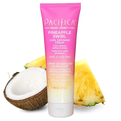 Pacifica Beauty Pineapple Curls Curl Cream & Refresher Mist Set for Curly & Coily Hair – Defining Cream + Day 2 Curl Refresh Spray, Enhances Definition, Tames Frizz, Vegan & Cruelty-Free