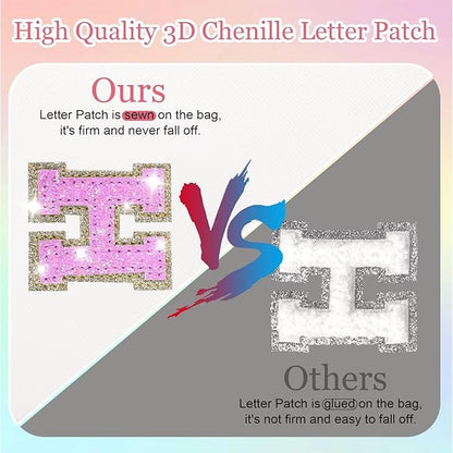Glitter Initial Letter Makeup Bag, Small Personalized Sequins Letters PU Leather Cosmetic Bag Portable Waterproof Makeup Zipper Pouch, Shine Handbag Organizer Travel Bag Gifts for Women&Girls(White-F)