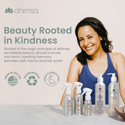 Ahimsa Natural Body Wash for Women, Hydrating & Moisturizing Body Wash Sensitive Skin, Antioxidant-Rich Bath & Shower Gels with Spearmint & Ginger, Gentle, Plant-Based, Organic Formula, 10oz