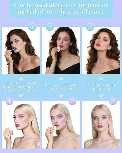 Lip Stain Masque Lip Liner Stain Long Lasting Waterproof Lip Tint Stain Semi-Permanent Lip Tattoo Transfer Proof Non-Drying Matte Finish Suitable for Women's Daily Lip Makeup