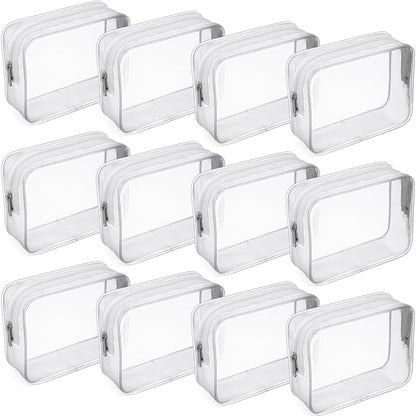 Weewooday 12 Pieces Clear Makeup Bags Cosmetic Storage Bags PVC Zipper Pouches Travel Waterproof Makeup Plastic Case for Women Organizing Toiletries Traveling Bathroom