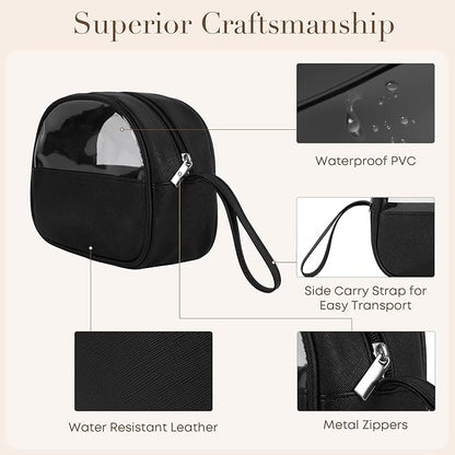 Small Clear Travel Makeup Bag, Waterproof Leak-Proof Toiletry Bag for Women, Simple Transparent Cosmetic & Makeup Bag Organizer