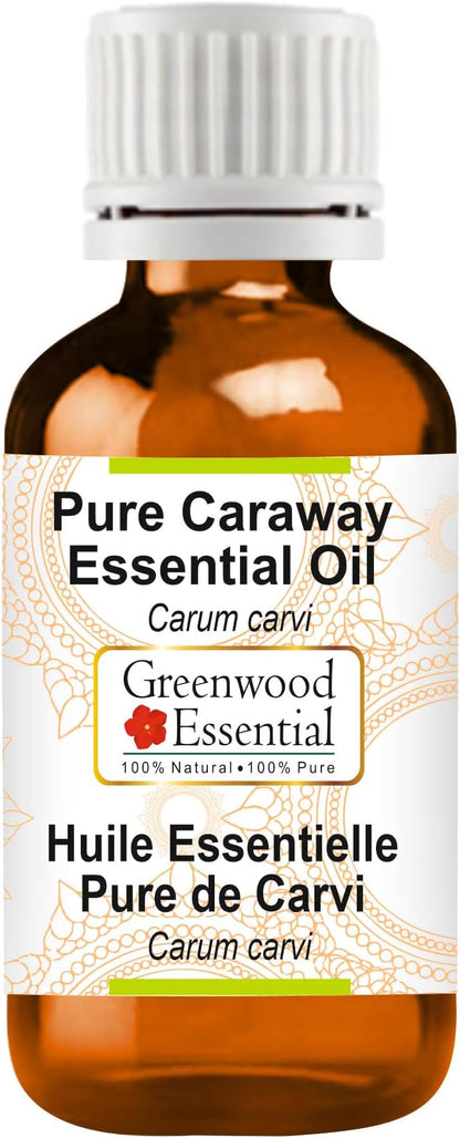 Greenwood Essential Caraway Essential Oil (Carum carvi) Pure | Non-Sticky | Non-Greasy | Lightweight | Men & Women | All Skin Types | Steam Distilled 15ml (0.50 oz)