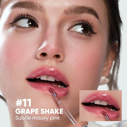 JUDYDOLL Ice Watery Lip Gloss- Long Lasting & Transfer-Proof, Infused with 86% Essence with Ice Iron Applicator, Non-Sticky Glossy Finish for Daily Wear, Mirror Lip Glazes, Moisturizing Plumping Gloss