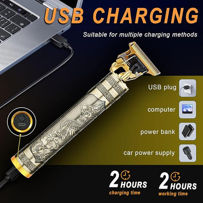Professional Hair Trimmer for Men, Beard Trimmer Hair Clippers for Men, Hair Clippers with 4 Limit Combs, Cordless Rechargeable Hair Trimmer Metal Body Cutting Grooming Kit