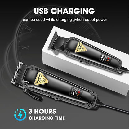 HIENA PRO Professional Hair Clippers Set & Cordless Barber Clippers for Men, Clippers Set and Trimmers Kit, Hair Cutting Tools, Clippers for Hair Cutting, Gifts for Men
