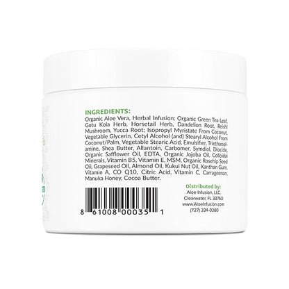 Aloe Infusion Aloe Vera Face & Body Cream – Natural Moisturizer for Dry, Sensitive & Irritated Skin – Hydrating, Non-Greasy Lotion with Shea Butter & Manuka Honey – After-Sun Care & Eczema Cream