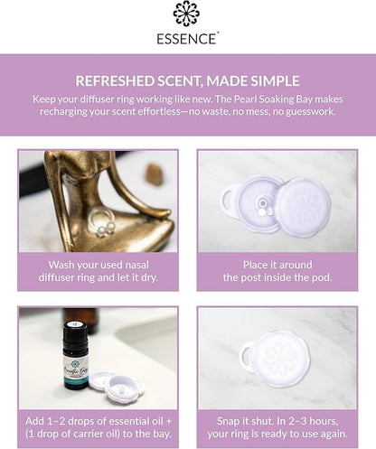 Essence Pearl Travel Case - Wearable Aromatherapy Kit with Nasal Diffuser Rings, Soaking Bay, and 5mL Essential Oil – Portable Wellness Gift Set for On?The?Go Self Care
