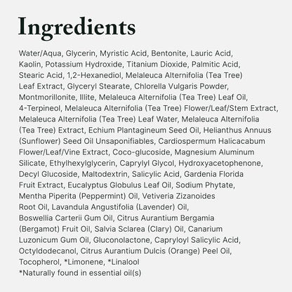 AROMATICA Super Tea Tree Clay Mask Cleanser, Blackhead Remover & Pore Minimizer for Face, Korean Face Wash with Tea Tree Oil, 2 In 1 Acne Skin Care Clay Mask & Cleanser, Oil control (5.0 fl oz)