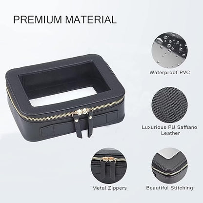 Clear Makeup Bag with Mini Cosmetic Bags,Travel Toiletry Bag for Women,Portable Cosmetic Bag Case, Transparent Waterproof Cosmetic Organizer Storage Bag for Women Men