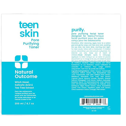 Acne Clarifying Face Toner for Teens by Natural Outcome Skin Care - Salicylic Acid Facial Astringent to Clear Acne & Purify Pores - Fragrance Free, Alcohol Free 6.7 oz