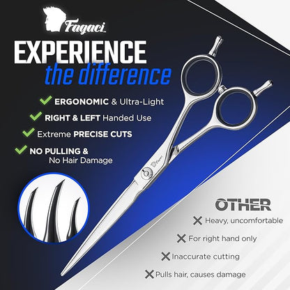 Fagaci Professional Hair Cutting Scissors 5” Super Sharp Thin Blades, 440C Steel for Maximum Precision Hair Scissors for Women & Men, Lightweight Hair Shears for Hair Cutting, Barber Scissors