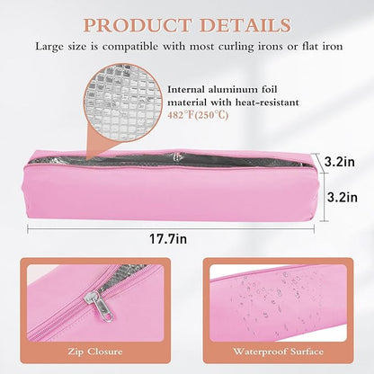 Professional Hot Hair Tools Organizer Bag Portable Travel Heat Resistant Storage Case Pouch for Curling Irons, Flat Irons, Hair Straightener and Styling Tools(17.7" x 3.2"x 3.2")