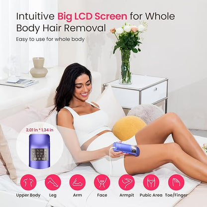 IPL Laser Hair Removal for Women and Men, 25J Triple-Pulse Permanent Hair Removal Device for Ingrown Hair, 37°F Painless Sapphire Ice Cooling Hair Removal for Legs, Armpits, Face, Bikini, Underarms