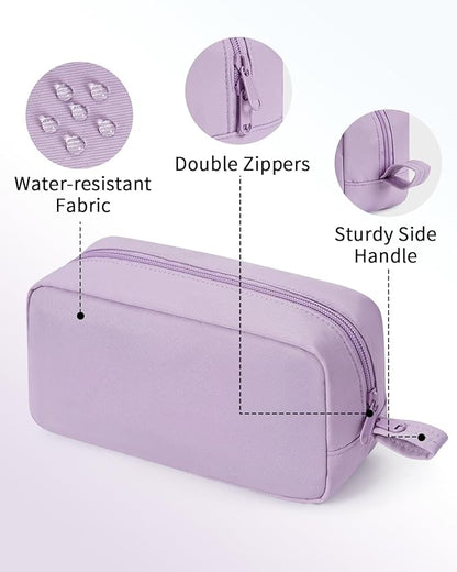 Narwey Cute Makeup Bag Small Toiletry Bag Travel Cosmetic Bag Organizer Make Up Bags with Organized Pockets for Women (Purple, Large)