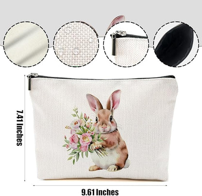 Cute Bunny Makeup Bag Bunny Gifts Cosmetic Bag Bunnies Themed Gifts for Women Girls Friend Daughter Rabbit Lovers Gifts Travel Organizer Zipper Pouch Christmas Birthday Friendship Easter Gifts