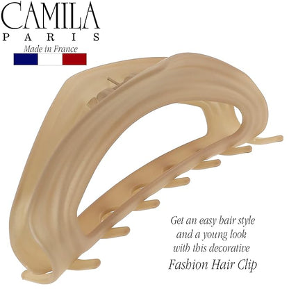 Camila Paris CP3527 French Hair Clip for Women, Beige, Girls Hair Claw Clip Jaw Fashion Durable and Styling Hair Accessories for Women, Luxury Ladies Strong Hold No Slip Grip Clamp, Made in France