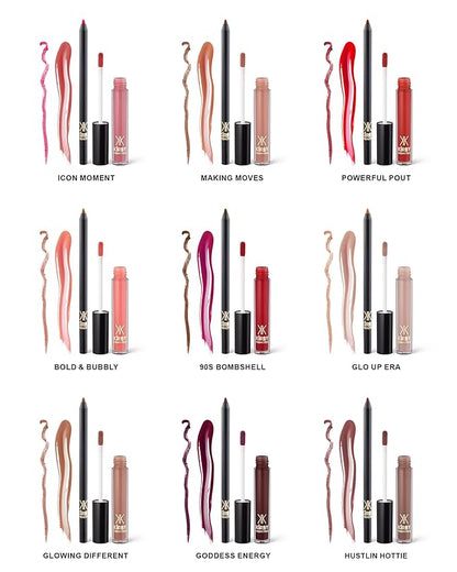 Lip Kit Duo – 90s Bombshell - TikTok-Viral Precision Liner & Glossy Liquid Lipstick, Clean 2-Step Set with Hydrating Long-Wear Color – Bold Inclusive Beauty for Everyday Konfidence