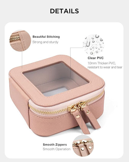 LETGO Clear Makeup Bags Set - TSA Approved Toiletry Bag with Handle Large Opening, Clear Toiletry Bags Case Pouch for Traveling Travel Car Orangizer Storage Essentials (Mini+Large Nude)