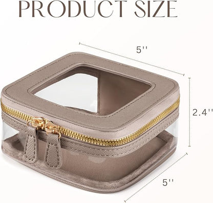 Mini Cosmetic Bag Clear Makeup Bag Small Travel Toiletry Bag with Zipper, Cute Car Cosmetic Case Transparent Makeup Pouch for Purse (Stone)