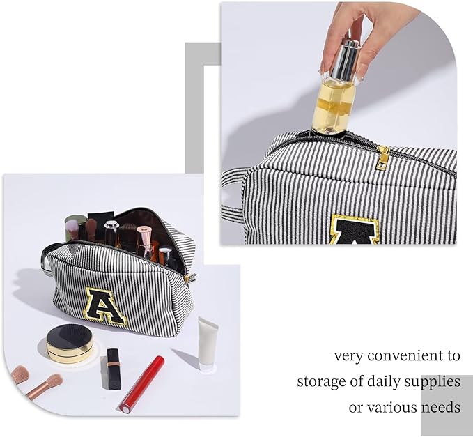 YOOLIFE Birthday Gifts for 4 5 6 7 8 9 10 11 12 13 14 15 16 Year Old Girl Gifts, Gifts for Women Teen Girls Kids Her Daughter, Monogram Initial Girls Makeup Bag, Black Letter K