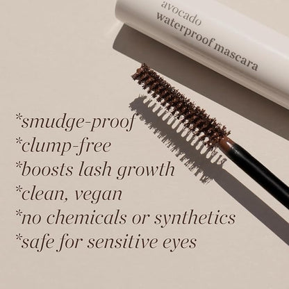 Ere Perez - Avocado Waterproof Mascara | Lengthen, Nourish, Enhance, Strengthen | Long-Lasting, Sensitive Eye Safe | Mamey + Camelia Oils | Vegan, Cruelty-Free, Clean Beauty (Brown, 0.35 oz | 10 ml)