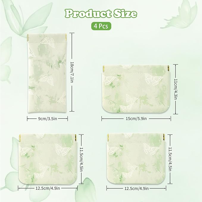 4Pcs Small Makeup Bag for Purse, Mini Portable Cosmetic Bags for Women, Coin Purse Lipstick Cosmetic Accessories Leather Organizer, Small Travel Kit Storage Pouch Squeeze Closure(Butterfly)