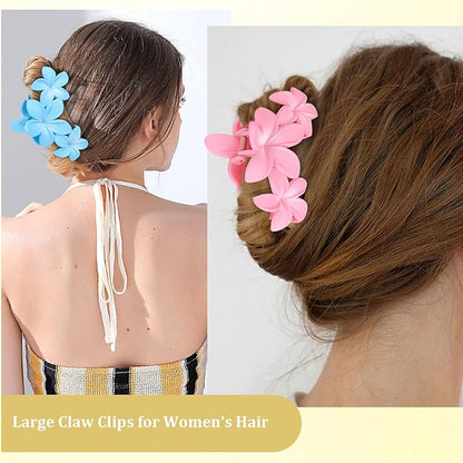 Ondder 4 Pcs Matte Large Claw Clips for Women & Girls - Non-Slip Strong Hold for Thick Hair, 4.5 Inch Big Jaw Clips